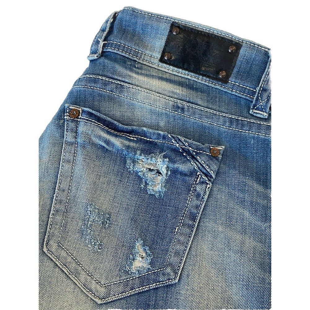Women's Sz 27 Buckle Black Jeans Fit No. 256 Boyfriend Crop Factory Distressed - Picture 5 of 7